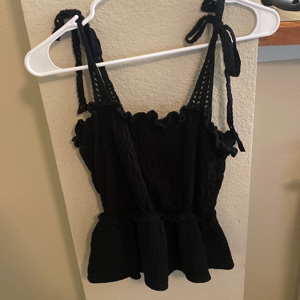Anthropologie Eri+Ali Black Smocked Top